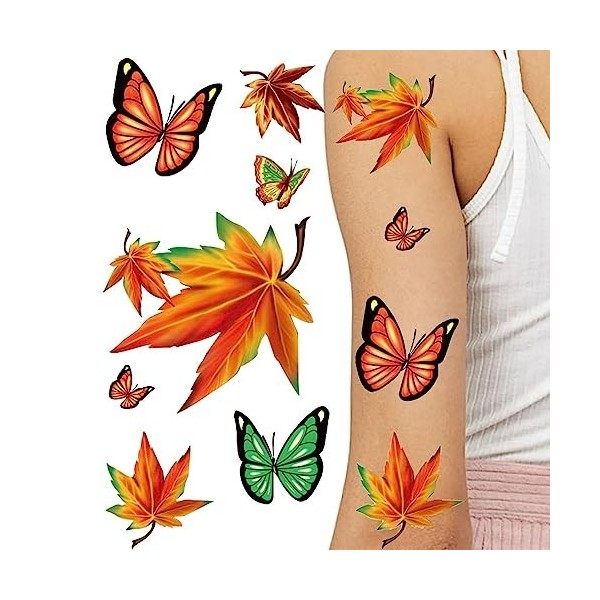 Fleurs de faux tatouages ​​,Tatouages ​​floraux imperméables de rose de papillon - Tatouages ​​papillon temporaires 3D pour f