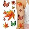 Fleurs de faux tatouages ​​,Tatouages ​​floraux imperméables de rose de papillon - Tatouages ​​papillon temporaires 3D pour f