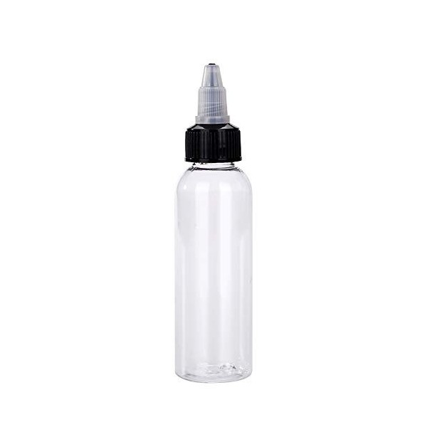 Lot de 12 flacons vides dencre de tatouage de 60 ml avec bouchon torsadé en plastique transparent pour tatouage, accessoires