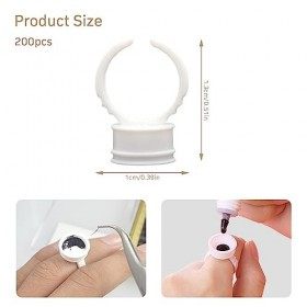 200 pièces Support de colle pour cils, Anneaux dencre de tatouage, Moyen Anneaux de maquillage Jetables Support, Anneaux de