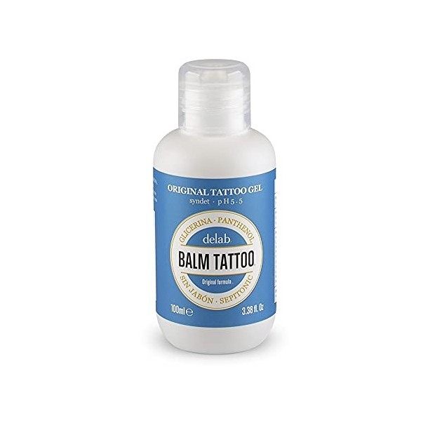 BALM TATTOO - Gel Nettoyant pour Tatouages - Syndet Gel Tattoo Original - Tattoo Aftercare - Formule Hydratant - Pour Peaux T...
