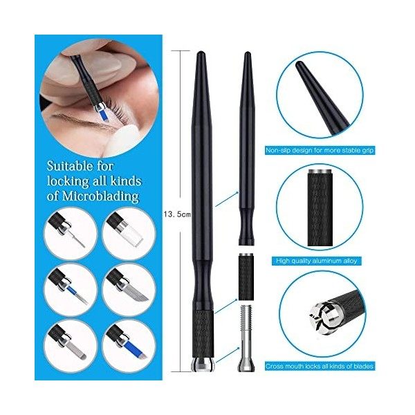 Microblading Pens 5 Piece Light Manual Tattoo Eyebrow Pens For Permanent Makeup Supplies Durable Aluminum Pen With Lock-Pin T