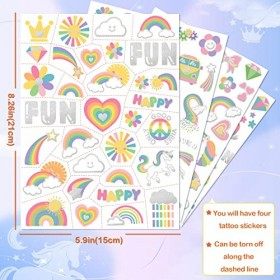 Tatouages temporaires imperméables - 118pcs Groovy Fake Tattoo pour les fournitures de fête danniversaire denfants, Arts et