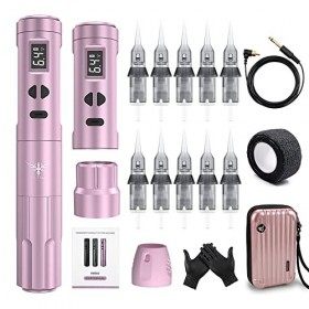 TATELF Wireless Permanent Makeup Machine Kit, Professional Permanent Makeup Tattoo Pen with 2pcs Batteries 10pcs Cartridges N