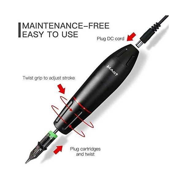 Dragonhawk Mast Pen Rotary Tattoo Machine Power Supply Sea Needles Foot Pedal Gift Box DML-7 Tatouage