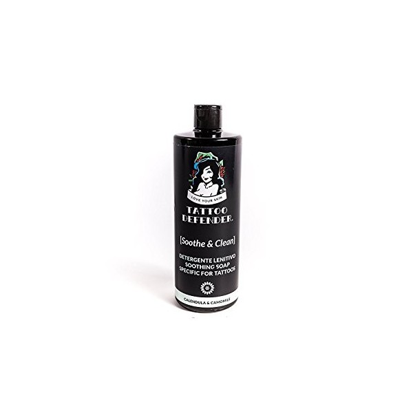 Tattoo Defender - Soothe & Clean 500ml - Nettoyant Apaisant Et Antibactérien - Garantit Une Hygiène Parfaite - Réduit Rougeur...