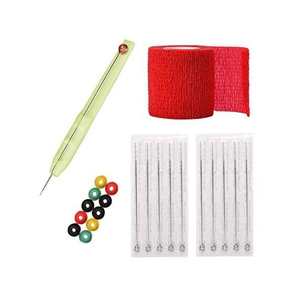 ATOMUS Hand Poke and Stick Tattoo Kit DIY Tattoo Poke Pen Kit with 10pcs Tattoo Needles Bandage Tattoo Grommets Tatouage