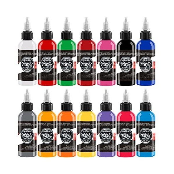 DLD14pcs Professional Tattoo ink set 1oz 30ml / Bottle tatouage couleur Pure Pigment ink permanent Tattoo fournitures pour 