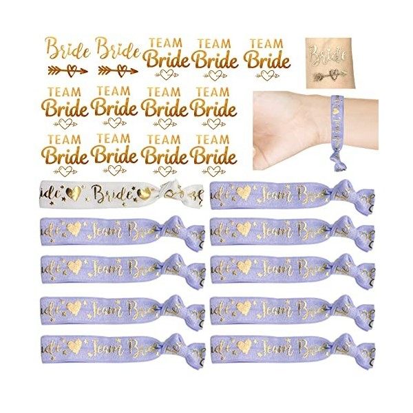 EQLEF 12PCS Bracelet Team Bride Décoration, Bride et Team Bride Bracelet pour Femme Célibataire Parti Bracelet et 12PCS Hen P