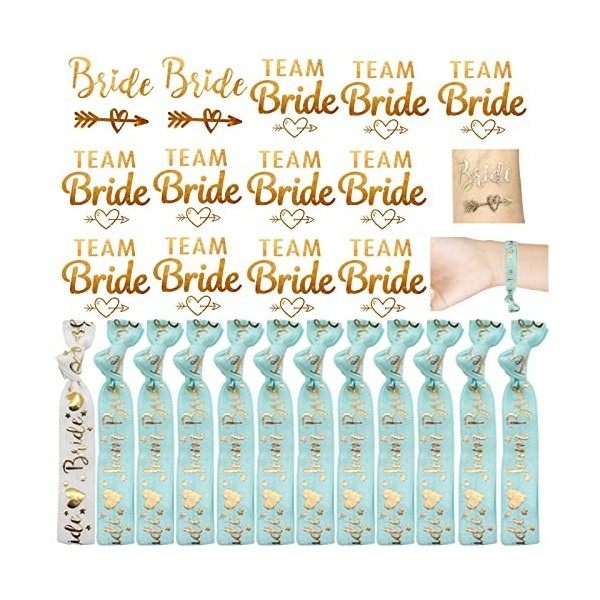 EQLEF 12PCS Bracelet Team Bride Décoration, Bride et Team Bride Bracelet pour Femme Célibataire Parti Bracelet et 12PCS Hen P