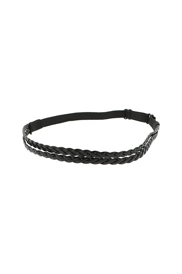 Bandeau Cheveux Femme PU Noir - Headband Tressé Double Original - Bandeau  Fin élastique Taille réglable - Headband Mariage ou