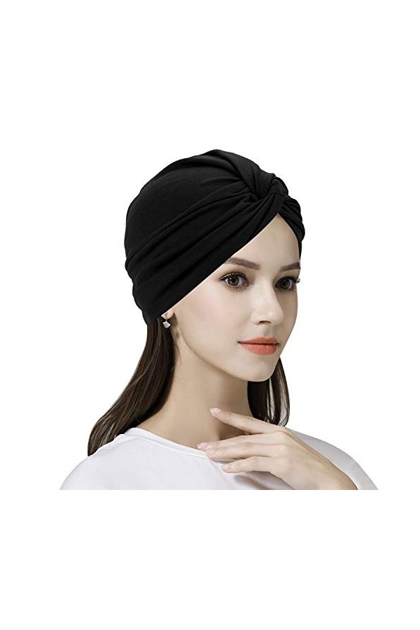 IBLUELOVER Bonnet Femme Turban Musulman Bandeau Elastique Respirant Chapeau  Chimiothérapie en Coton pour Cancer Bandana Heads