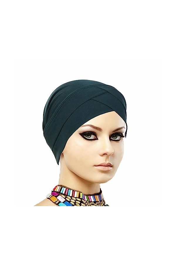 SJTJSPX Bonnet Turban Femme Chapeau Musulman ÉLastique Bonnet de Nuit  Croisé Bonnet Chimio Casquette de Perte de Cheveux Canc