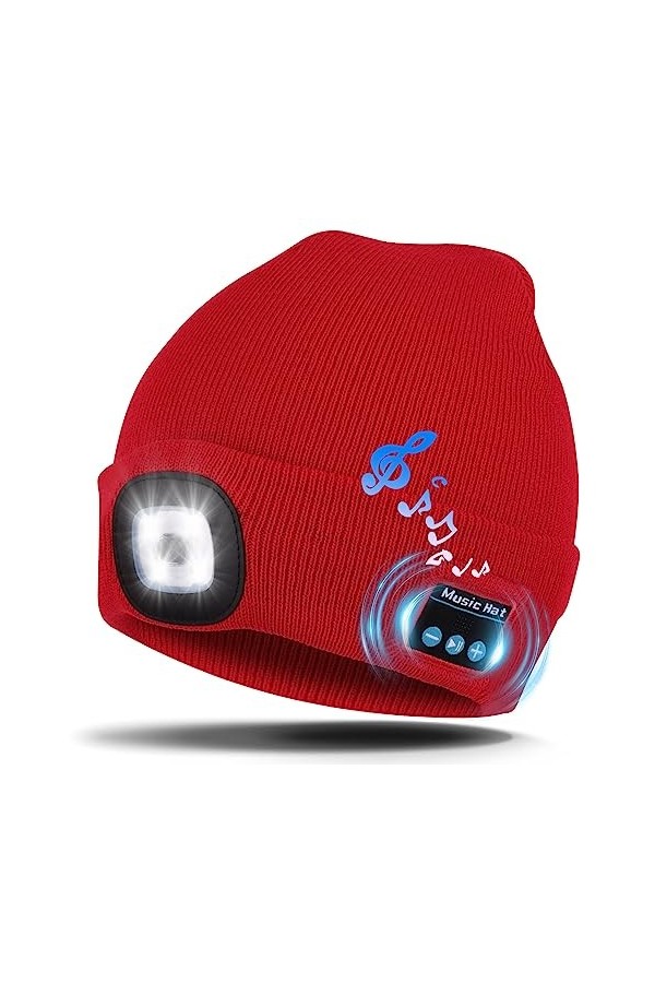 LED Bonnet Bluetooth Homme, Bonnet de Musique Bluetooth, Bonnet