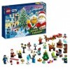 LEGO 60381 City Calendrier de lAvent 2023, avec 24 Cadeaux Dont Figurines du Père Noël et du Renne, Tapis de Jeu du Pays des