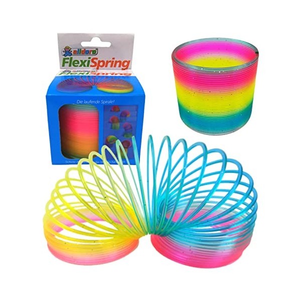 alldoro Flexi Rainbow Spring, diamètre env. 7,4 cm-Couleurs Jouet Magique Enfants à partir de 3 Ans, 60336, Spirale Arc-en-Ci