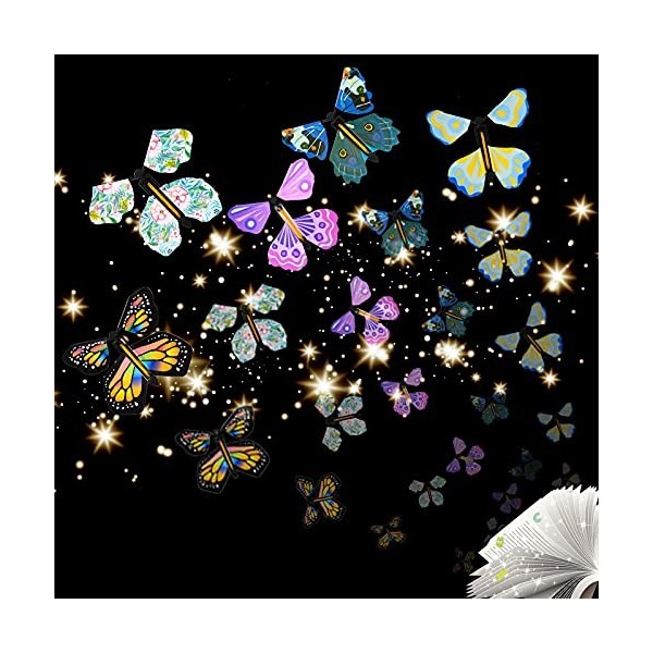 Herefun Papillon Volant, 10 Pièces Papillon Volant Magique, Papillon Volant Créatif Carte, Flying Butterfly, Papillon Magique