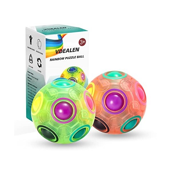 Vdealen Boule Magique Arc-en-Ciel，Pack de 2 Vert & Rose 