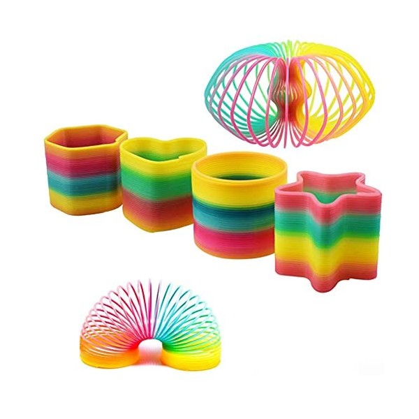 YANGWEN Spirale Arc-en-Ciel Ressort,4PCS Mini Rainbow Ring Ressorts Magiques Idéal pour Tous Les Enfants, fêtes denfants, Ca