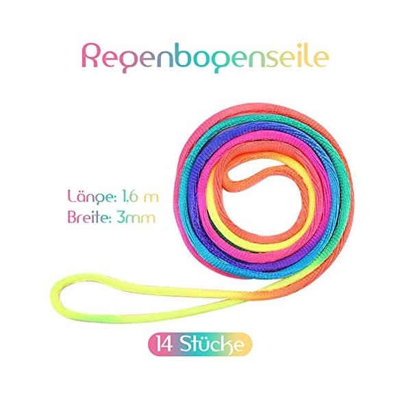 Scettar Lot de 14 jeux de doigts - 160 cm de long - Arc-en-ciel - Corde - Pour enfants - Avec instructions français non gara