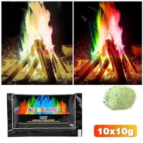 Magic Flame, Magic Neon Flames, Poudre à feu colorée, Magic Fire Powder, Feu Coloré, Poussière Magique, Pour Halloween et Noë