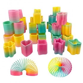 BluVast Ressort Jouet, Ressorts Magiques, 48 Pièces Pinata Anniversaire Garcon Jeux Arc en Ciel Jouet Petits Goodies Cadeau A