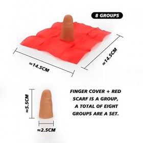 Gxhong 8pcs Magiques Doigts,Faux Doigts, Fake Finger, Faux Pouce, Magicien Pouce avec 8 pcs Tissu Dentraînement en Soie Rouge