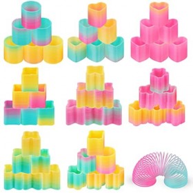 QUOTRE 48 Pièces Mini Jouets de Printemps, Plastique Arc-en-Ciel Jouets, Ressorts Magiques Rainbow Jouet Ressorts Magique pou