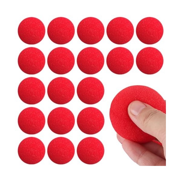 WanderGo Lot de 20 balles en éponge rouge - Petites balles en mousse souple - Boules magiques - Boules en mousse magiques - P