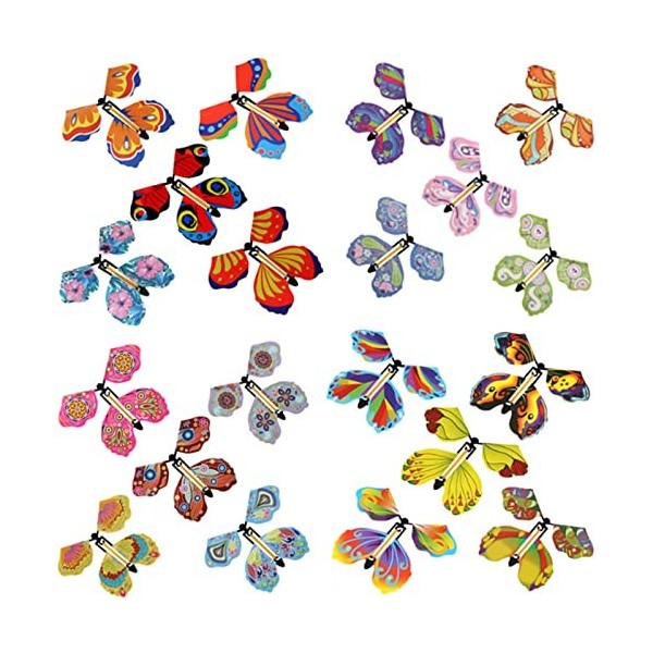 20 Pièces Jouets Magiques Papillons,Magic Butterfly Card Papillon Volant Surprise Jouet Papillon Magique Jouets Élastique Pap