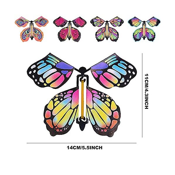 20 Pièces Jouets Magiques Papillons,Magic Butterfly Card Papillon Volant Surprise Jouet Papillon Magique Jouets Élastique Pap
