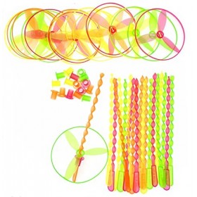 JZK 20x Jouets soucoupes Volantes poussées à Main, Jouets Libellule Volante Plastique pour Enfants, Jouets à hélice Volante, 