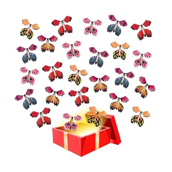 Hyxodjy 15 Pièces Papillon Volant Magique,Jouet Papillon Magique Jouets élastique Papillon Jouets Papillons Magiques Surprise