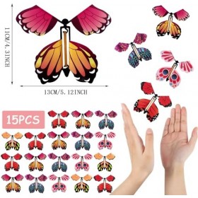 Hyxodjy 15 Pièces Papillon Volant Magique,Jouet Papillon Magique Jouets élastique Papillon Jouets Papillons Magiques Surprise