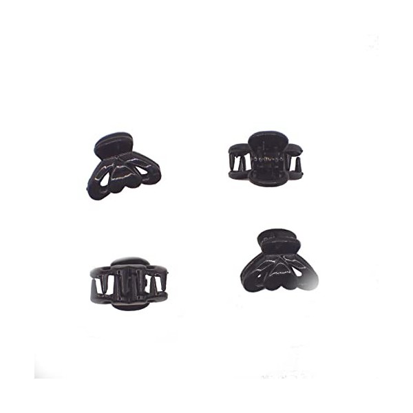 Topkids Lot de 4 mini pinces à cheveux en plastique pour femmes et enfants, pour tous les types de cheveux noir alternatif 