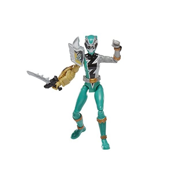 Power Rangers Dino Fury, Ranger Vert avec Manche Sprint, Figurine de 15 cm avec clé Dino Fury et Sabre Chromafury Multicolore