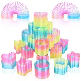 Herefun Ressort Jouet Enfant, 24 Pièces Mini Ressorts Arc-en-Ciel, Jouets Ressorts Magiques, Mini Jouets de Printemps pour Am