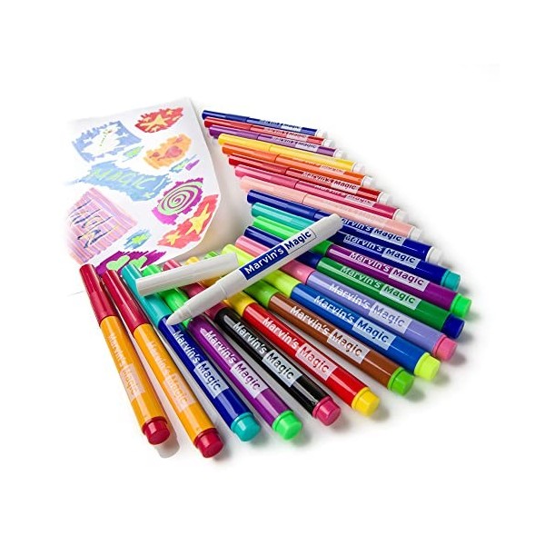 La Magie de Marvin - 25 stylos magiques incroyables - Excellent cadeau - Ensemble magique pour enfants + stylos pour arts et 