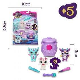 Magic Mixies - Magic Mixlings Mega Pack, Chaudron Magique et 4 poupées Mixies Brillantes, 1 Figure Surprise, 3 Baguettes Magi