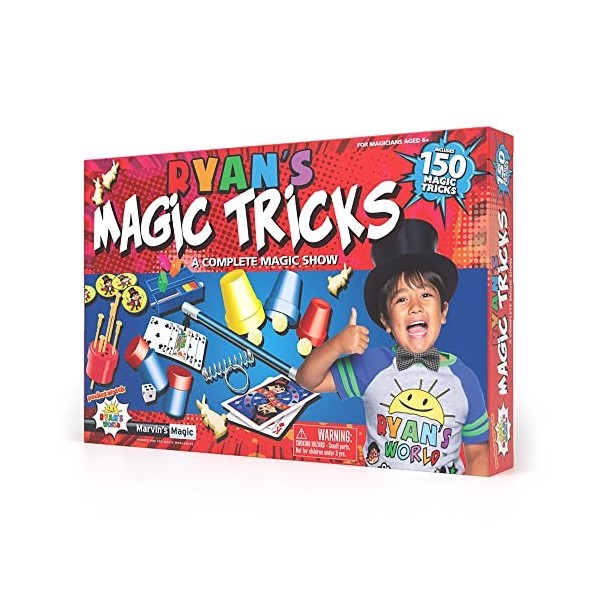 Marvins Magic Ensemble de tours de magie Ryans World – 150 tours de magie – Comprend une baguette magique, des tasses et de