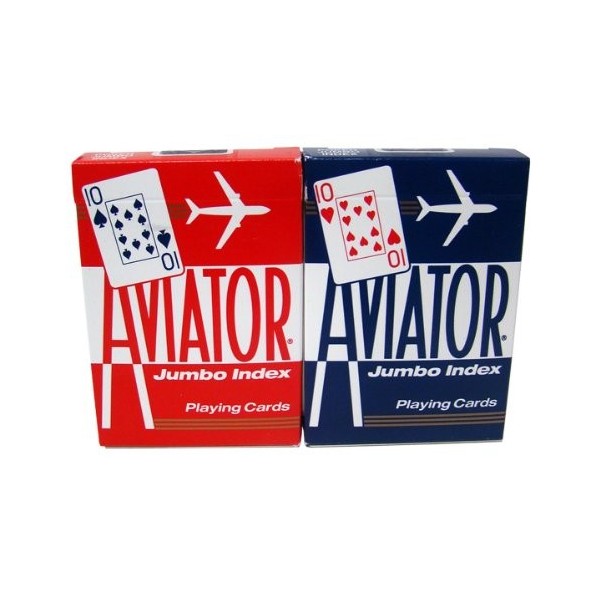 12 Decks Aviator Cards Red/Blue - Poker Size, Jumbo Index