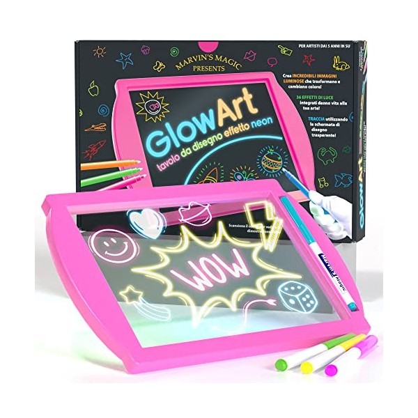 Marvins Magic,Amazing Glow Art Light Up Kids Drawing Tablet,Ensemble de dessin pour enfants,Comprend une table à dessin effe