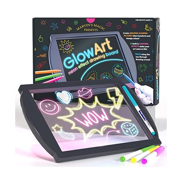 Marvins Magic,Amazing Glow Art Light Up Kids Drawing Tablet,Ensemble de dessin pour enfants,Comprend une table à dessin effe