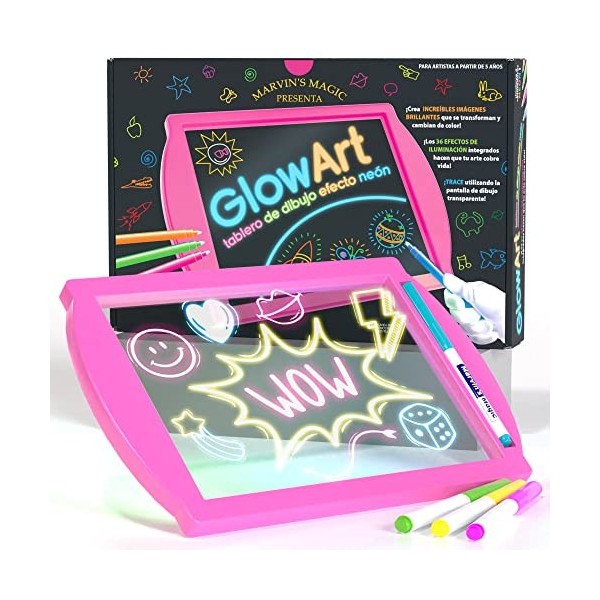 Marvins Magic - Amazing Glow Art Light Up Kids Drawing Tablet - Comprend un tableau de dessin à effet néon avec un support i