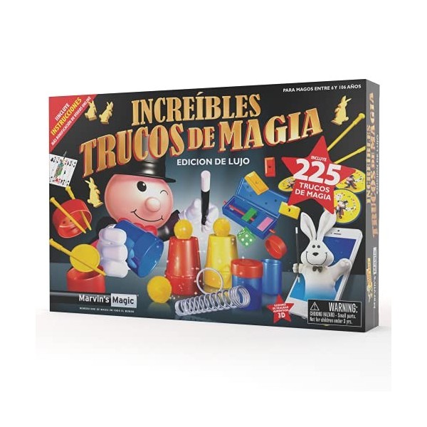 Marvins Magic - 225 ombres de Magia pour enfants - Ligne de Magia facile - Comprend les Miscos Naipes Mágiques, Boîtes de le