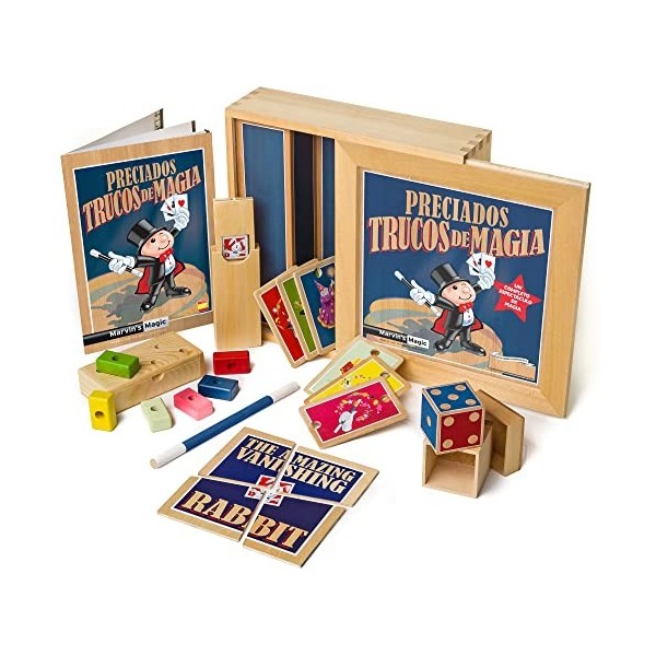 Marvins Magic - Jeu de Trucs de Magia en bois pour enfants - Comprend les Blocs déchappement de couleurs, lIlusion du lapi