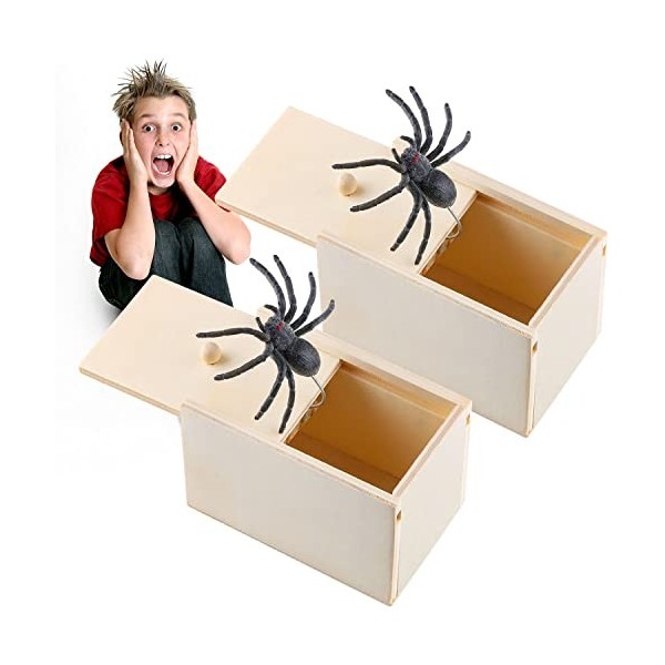 Farce drôle de jouet en bois de boîte, boîte d'araignée