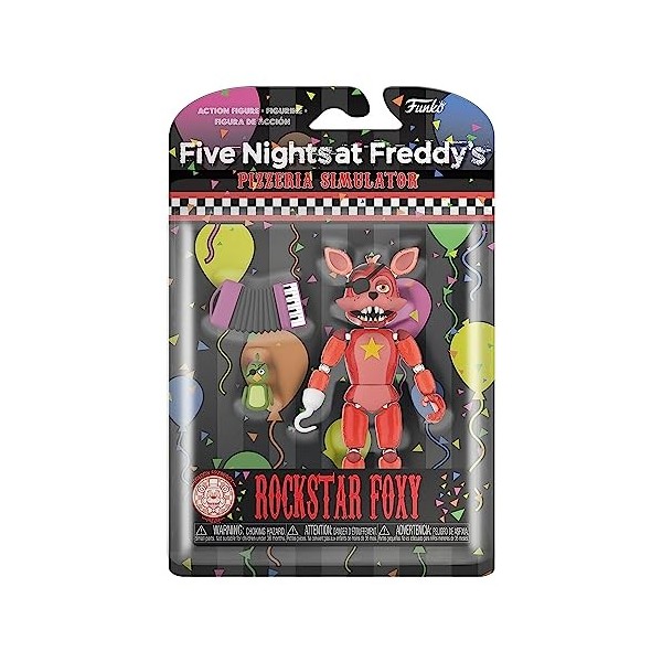 Funko Action Figure: Five Nights at Freddys FNAF Pizza Sim - Rockstar Foxy - Glow in The Dark Translucent - FNAF Pizza Sim