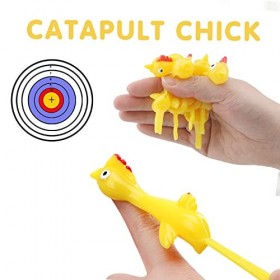 GWAWG Poulets frondeurs 24PCS Jouets pour Enfants Poulets Volants Amusants à Doigts Extensibles Cadeau de fête pour Enfants