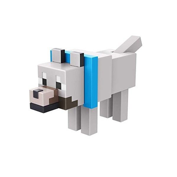 Mattel Minecraft Minecraft Figurine Articulée Loup 8 cm avec 1 élément de portail, accessoires, à collectionner, Jouet Enfa
